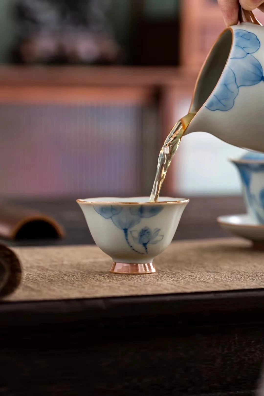 Blue and White Celadon Ru Kiln Tea Set