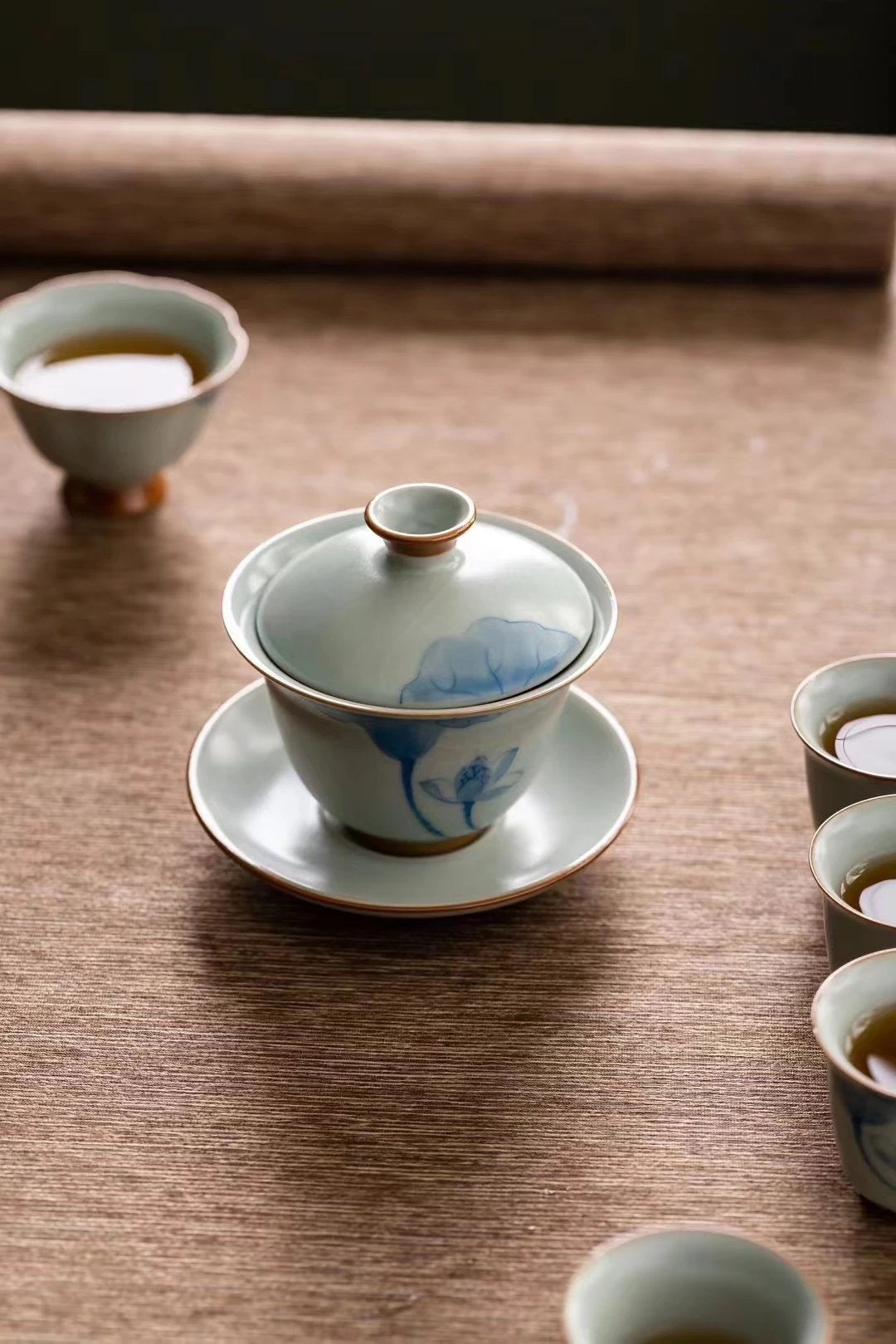 Blue and White Celadon Ru Kiln Tea Set