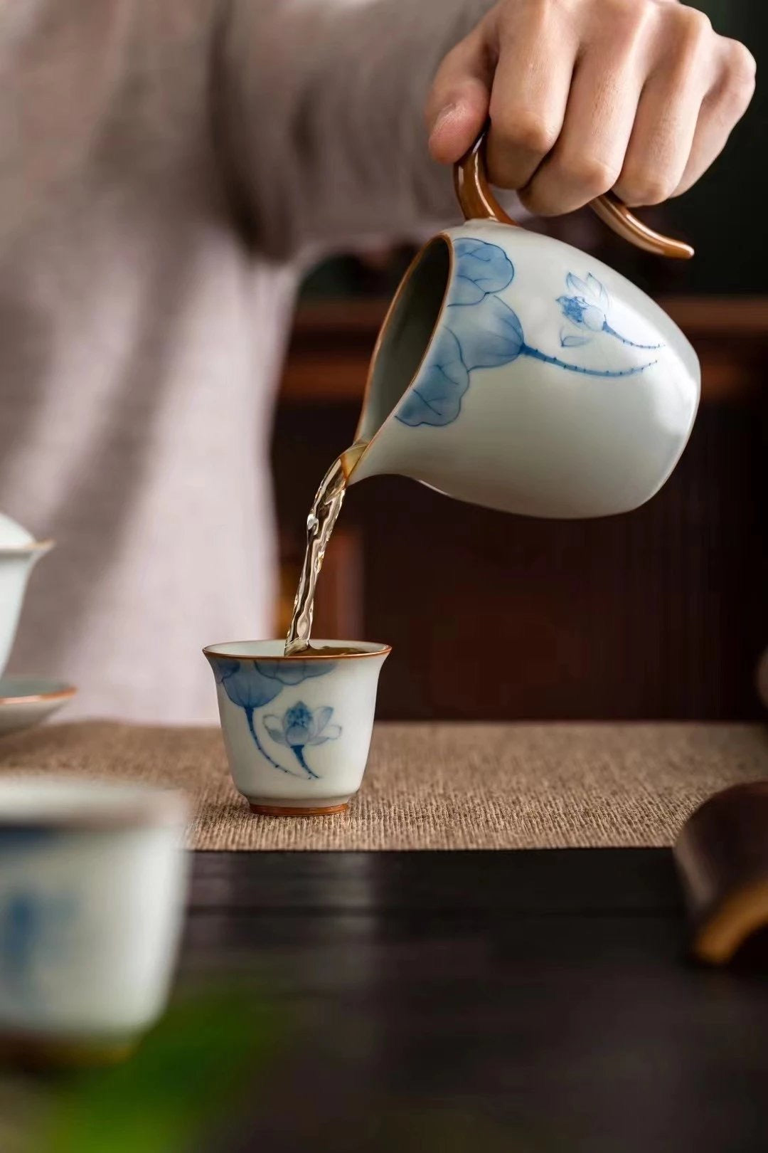 Blue and White Celadon Ru Kiln Tea Set